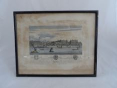 Two hand coloured etchings the first depicting York House featured in the Pepsysian Library at