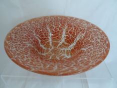 Art Deco Glass Ikora Glass Bowl, the fruit bowl of gold and orange colour.