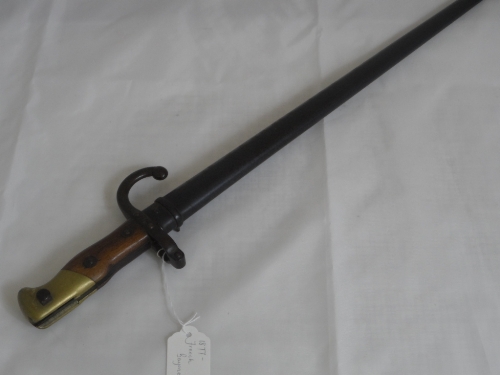 19th Century French Bayonet inscribed to blade `Mre d` Armes de St Ettiene 1877, (the inscription