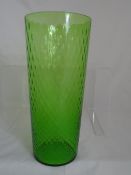 Whitefriars style Forest Green dimple mould glass vase 37 cms height.