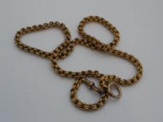 Antique 15 ct gold hallmark Fob Chain, 45 cms, 17 grams total.