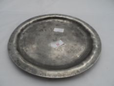 Circa 17th century Export Pewter Armada dish, the dish having crowned Tudor rose and London marks to