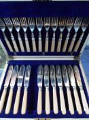 Miscellaneous collection of silver and silver plate, a 12 pc fish knife and fork set having