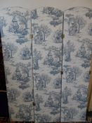 Dressing Room Screen The dressing room screen with three panels in blue French Toile.