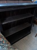 An Open Fronted Bookcase; being of stained wood and having two shelves, approx. 102 x 25 x 102 cms.