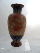 A Doulton Lambeth Ware Slatter Patent Vase, the main body decorated with white and red floral design