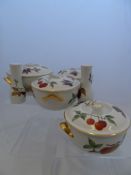 A collection of Evesham Ware, to include four lidded vegetable tureens together with a salt and