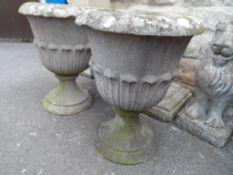 A Pair of Stone Garden Urns