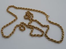 9ct gold hallmarked rope chain, 9.3 grams, 60 cms.