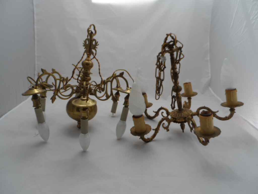 Two Brass Hanging Chandeliers