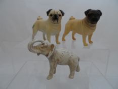 Two Beswick Pugs, one of the dogs has a matt finish and the other a gloss finish marked Cutmill