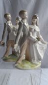A Pair of Tengra Valencia porcelain figures depicting a Bride and Groom. 26 cms. together with Two