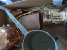 Collection of miscellaneous Copper and Brass, including antique copper Guernsey style ewer, tri-