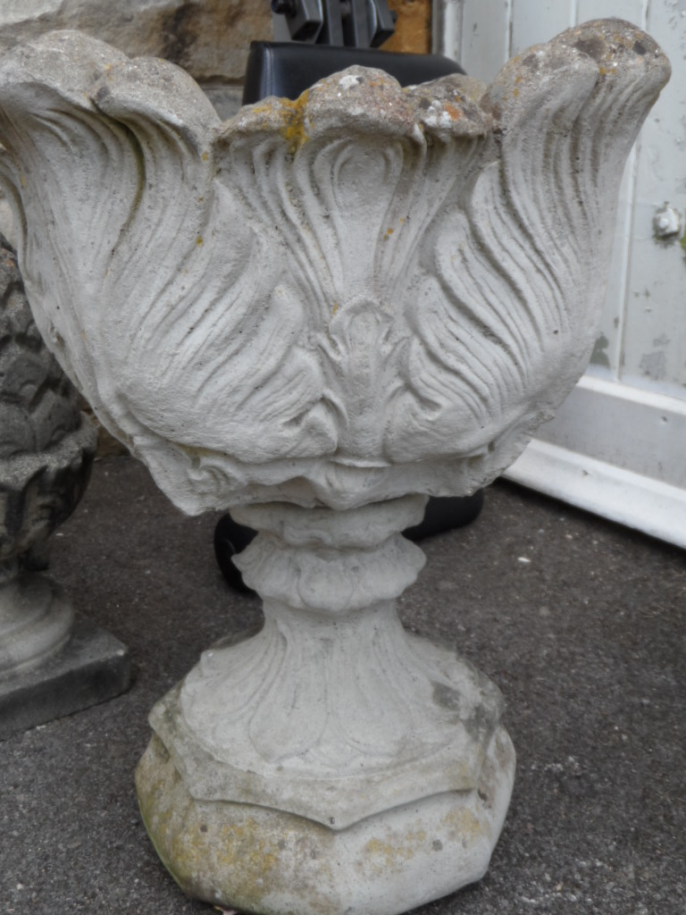 A Stone Tulip Shaped Garden Planter