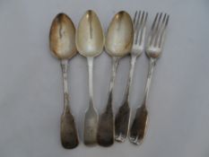 Collection of miscellaneous silver, including three dessert spoons, two George III Exeter