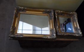 Gilt Framed Bevel Glass Mirrors, 44 x 53 and 33 x 38 cms.