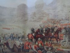 A coloured lithograph depicting a 19th Century Battle, possibly Khartoum Egypt signed C.A Fesch to