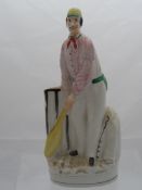 A Staffordshire Figure of a cricket Player together with a figure of the King of Prussia, approx. 35