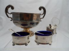 Collection of miscellaneous silver to include Chester hallmark double handled trophy dated 1911,