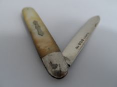 Mother of pearl pen knife, Sheffield hallmark, dated 1906/7, makers mark W.N