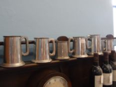 Six Pewter Tankards comprising of four 1pt and two 1/2pt (6)