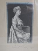 Photographic portrait of Queen Mary, signed Mary R to base dated 1927, Mrs Gambel Wood in ink to the