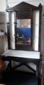 Edwardian marble topped hall stand, The carved hall stand having white marble top with glass mirror,