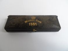 Set of Maundy Money, presented in a green velvet line case dated 1901.