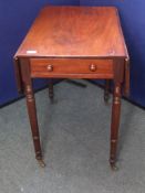Victorian Mahogany Pembroke Table, on original brass castors and having turned legs, approx. 74 x 89