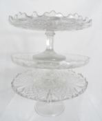 Collection of eight pressed glass cake stands