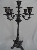 Wrought Iron Gothic style Candelabra, four branch features five candle sconces with a central spiral