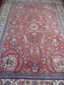 An Iranian woollen hall rug, approx. 220 x 280 cms together with a Turkish style woollen rug approx.