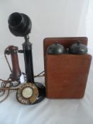 Vintage Bell Box Telephone the telephone with candlestick mount, marked FRB60/1 to base features a