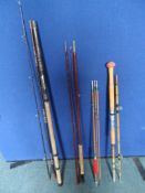 Four Vintage Fishing Rods, including Olympic three piece course rod, Beronglas Lee two piece