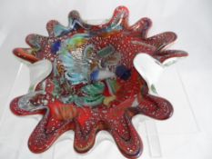Murano Art Glass 1950`s Fratelli glass bowl with unusual inclusions.