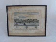 Two hand coloured etchings the first depicting York House featured in the Pepysian Library at