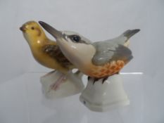 Two Numphenburg Porcelain Figures of birds impressed marks 340 and 360 to base.