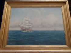 Bernard Finigan Gribble, Watercolour of Schooner at Sea, dated 1871. 66 x 49 cms.