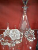 Collection of misc. glass incl. Sandemans port decanter and misc. Swedish glass Orrefors incl.