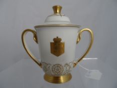 Minton John Wadsworth Double handled Queen Elizabeth Coronation lidded mug.