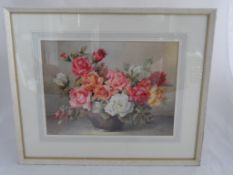 Jack Carter - British original still life watercolour depicting a bowl of roses signed bottom