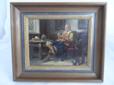 A Circa 1800 Oil on Canvas depicting a bearded man smoking a pipe, after Meyer, framed, approx. 24 x