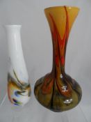 Murano style glass vases including one Cobalt blue vase with two Murano style vases (3)