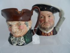 Two Royal Doulton Character Jugs, Henry VIII 6642, Old Charlie 5420 (2)