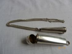 TWO SILVER HALLMARKED CIGAR AND CIGARETTE CASES, ONE ON A STERLING SILVER CHAIN