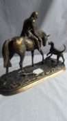 P J MENE - BRONZE 19th CENTURY GROUP - MOUNTED HUNTSMAN AND HOUND