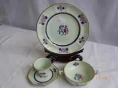 A PART HAND PAINTED ADAMS CALYX WARE DINNER SERVICE INCL. SIX DINNER PLATES, NINE SIDE PLATES, SIX