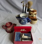 A COLLECTION OF MISCELLANEOUS MOUSTACHE AND SHAVING CUPS, APPROXIMATELY 30 ITEMS TOGETHER WITH OTHER