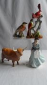 A COLLECTION OF MISCELLANEOUS PORCELAIN INCLUDING RADNOR CHINA LADY, KSP BEA EATER, STAFFORDSHIRE