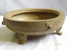 AN ANTIQUE CHINESE TRI-FOOTED BOWL 33 X 11.5 cms